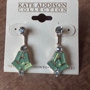 Kate Addison Collection Mint Green Crystal Drop Earrings NWT